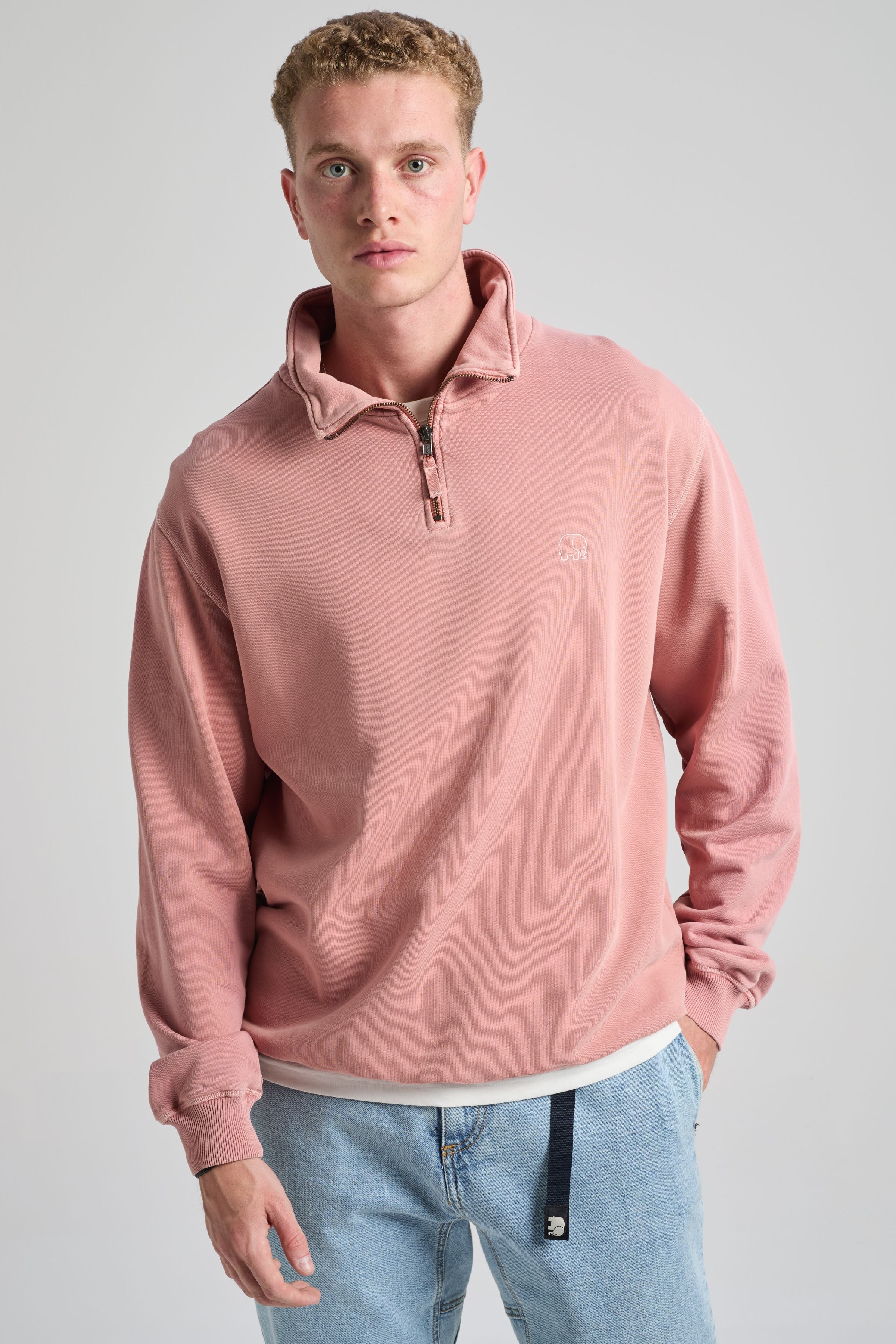 Trendsplant Sweatshirt Essential Sunwashed Quarter Zip Old Rose