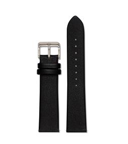 Watch Strap 20 Mm Black With Brushed Silver Buckle