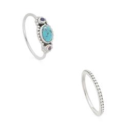 Ring Set Zilver Turquoise & Aasi Stapel Ring