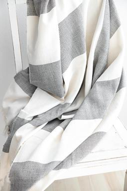 Blanket Suhany Patterned White Black Striped