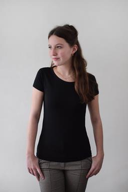 T-Shirt Slim Fit Stretch Zwart