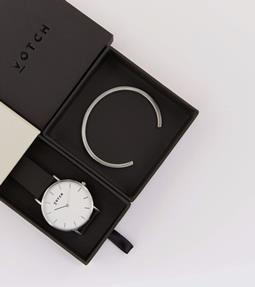 Zilveren Armband Met Zilver & Zwart Classic Horloge