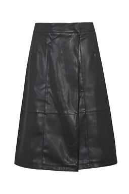 Midi Skirt Vegan Leather Black