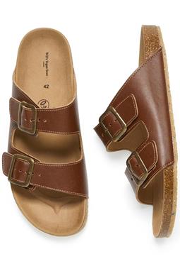 Sandals Two Strap Footbed Brown