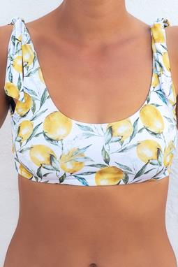 Bikini Top Side Loop Print Lemon