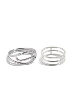 Ring Set Fine Lines Sterling Silver