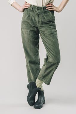 Pleated Pant Corduroy Stone Green