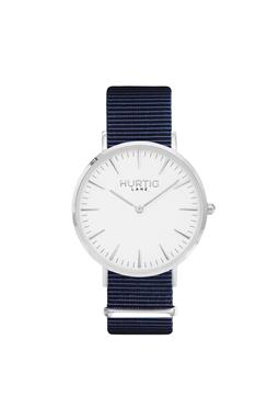 Horloge Montezuma Nylon Nato Zilver Wit & Oceaanblauw