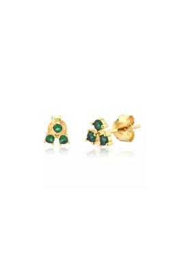 Vistosa Trio Gold Earrings Emerald Green