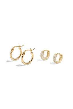 Treasure Hoop Earrings Set 18k Gold Plated