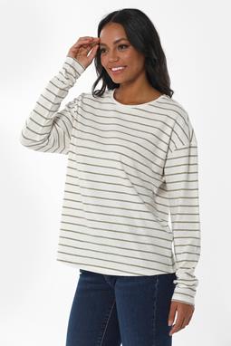 Striped Longsleeve T-Shirt Off White Olive