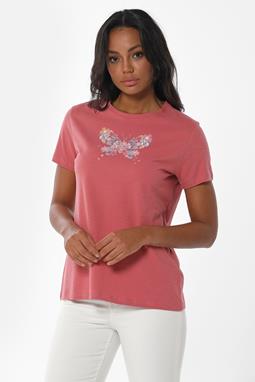 T-Shirt Schmetterlingsdruck Rosa