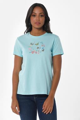 T-Shirt Schmetterlinge Aufdruck Blau