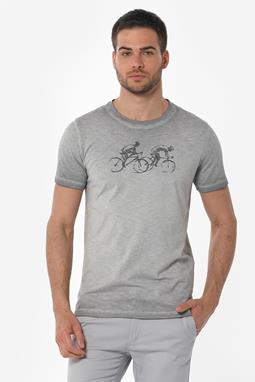 T-Shirt Fahrraddruck Grau
