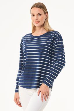 Striped T-Shirt Long Sleeves Navy Off White