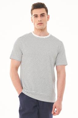 T-Shirt Gestreift Weiß Marine