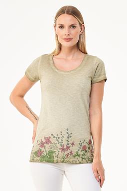 T-Shirt Blumen Olivgrün