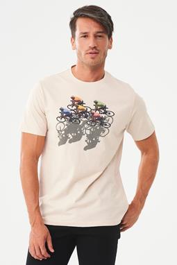 T-Shirt Fietsprint Creme