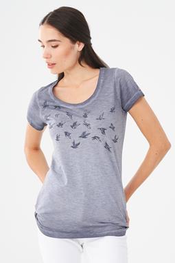T-Shirt Vogelprint Grijs