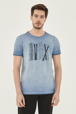 T-Shirt Skis Print Blauw