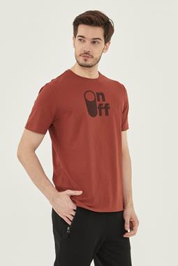 T-Shirt On Off Bruin Rood