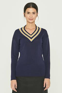 Sweater Striped V-Neck Navy