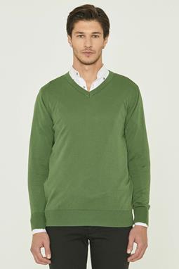 Knitted V-Neck Green
