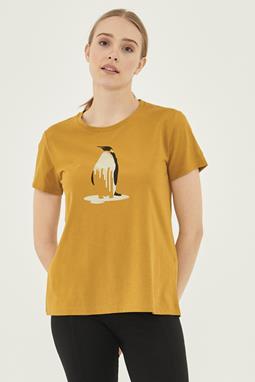 T-Shirt Pinguïnprint Donkergeel