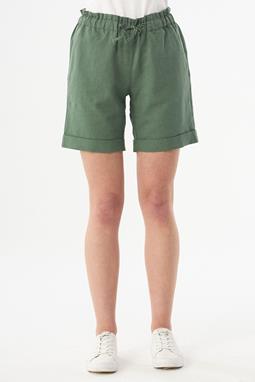 Paperbag Shorts Leinenmischung Grün