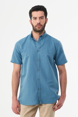 Shirt Organic Cotton Linen Blue