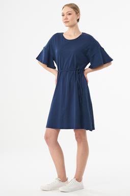Jersey Dress Organic Cotton Linen Dark Blue