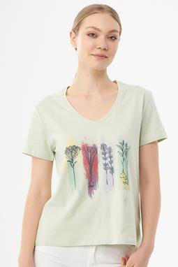 T-Shirt Flowers Lichtgroen