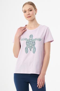 T-Shirt Turtle Print Light Purple