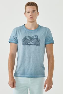 T-Shirt Uilenprint Blauw