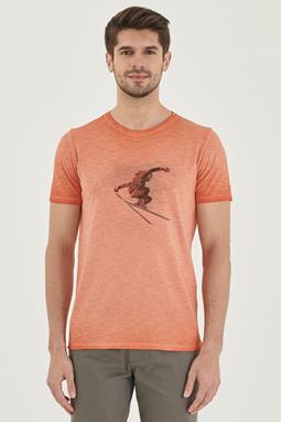T-Shirt Aus Bio-Baumwolle Mit Aufdruck Orange