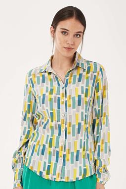 Overhemd Print Geel Blauw