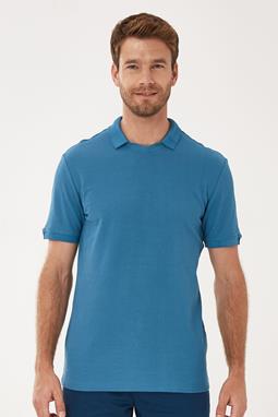 Polo Shirt V-Neck Blue