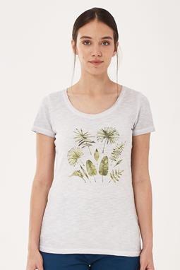 T-Shirt Leaf Print Lichtgrijs