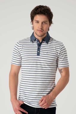 Polo Shirt Blue White Striped
