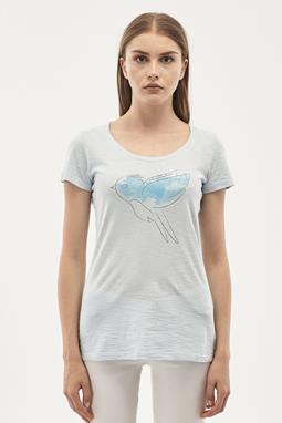T-Shirt Aus Bio-Baumwolle Mit Aufdruck Hellblau