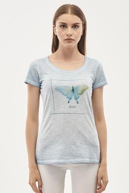 T-Shirt Organic Cotton Print Light Blue