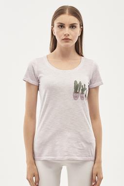 T-Shirt Aus Bio-Baumwolle Mit Aufdruck Helllila