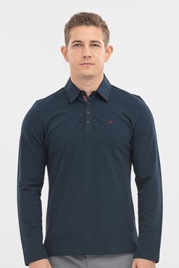 Langärmeliges Polo Navy