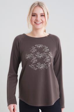 Long Sleeve Shirt Floral Khaki Brown