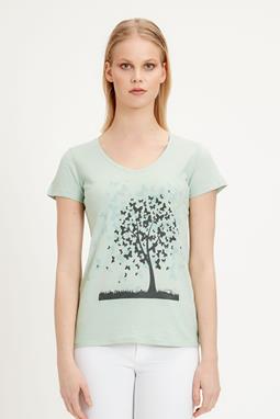 T-Shirt Aus Bio-Baumwolle Mit Baum-Print