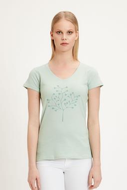 T-Shirt Light Sage With Tree Motif