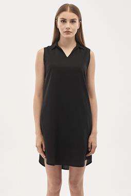 Tencel™ Dress With Shirt Collar Black