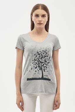 T-Shirt With Tree Print Grey