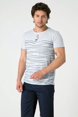 T-Shirt Line Print Eisblau