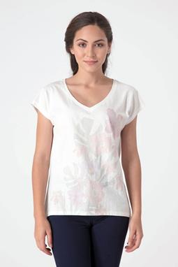 T-Shirt With Deep V-Neck And Longer Back